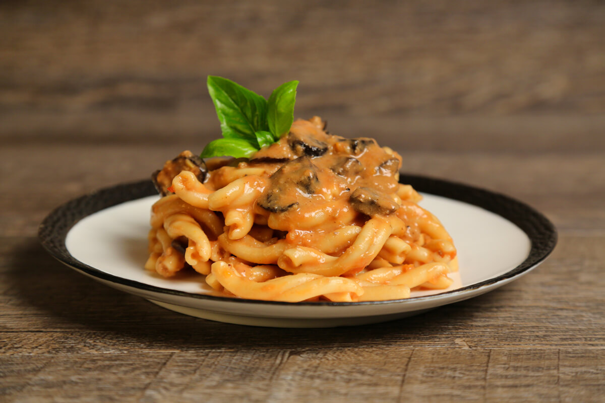 In Italian, the word casereccio means homemade. Casarecce is traditionally made by wrapping the pasta around a thin rod known as a 